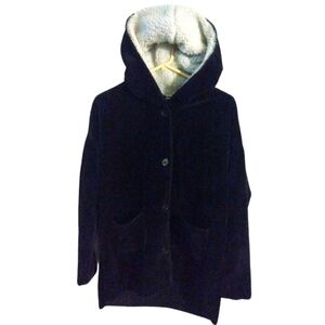 Sherpa Hooded Cardigan Jacket PJ Salvage Ultra Soft Button Front Pockets Comfy M